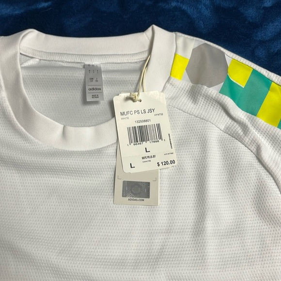 Manchester United Peter Saville NWT Official Jersey white multicolor size large - Picture 7 of 11